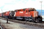 CP Rail freight heads east out of Vancouver with SD40-2 #5827 & MLW M630 4573.